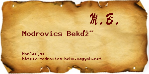 Modrovics Bekő névjegykártya